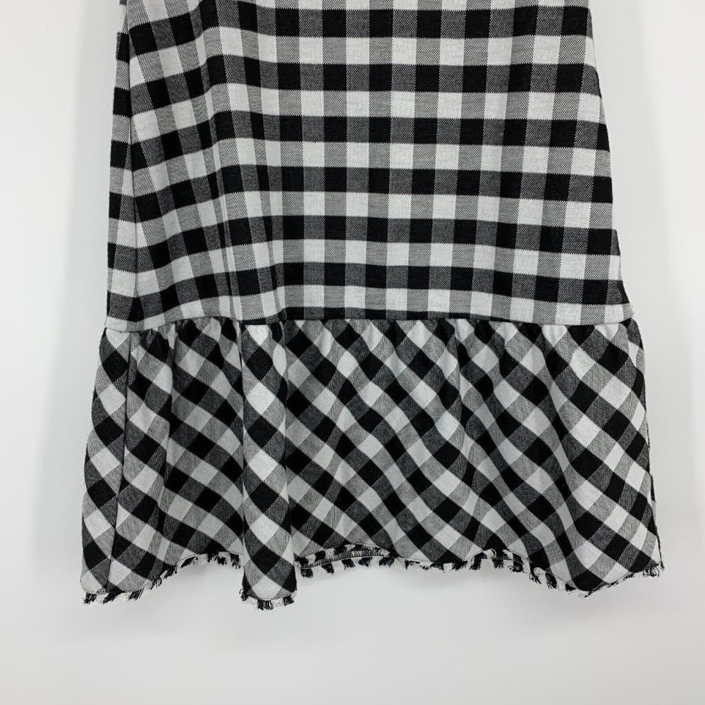 Ann Taylor Dress Gingham Print Off Shoulder Ruffle Black White - Picture 7 of 12